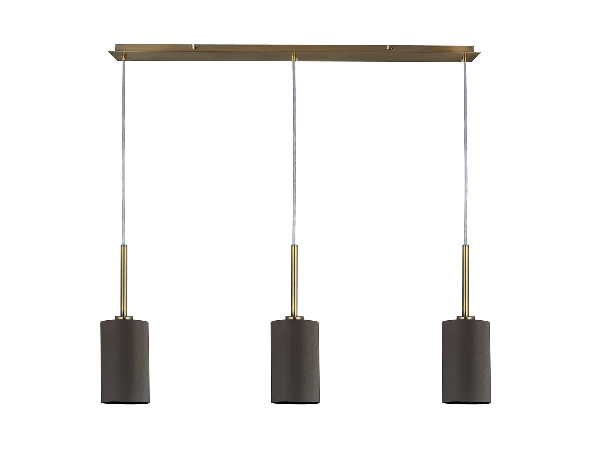 Baymont 12cm Shade 3 Light Pendant Antique Brass, Grey/White DK0774  Deco Baymont AB GR